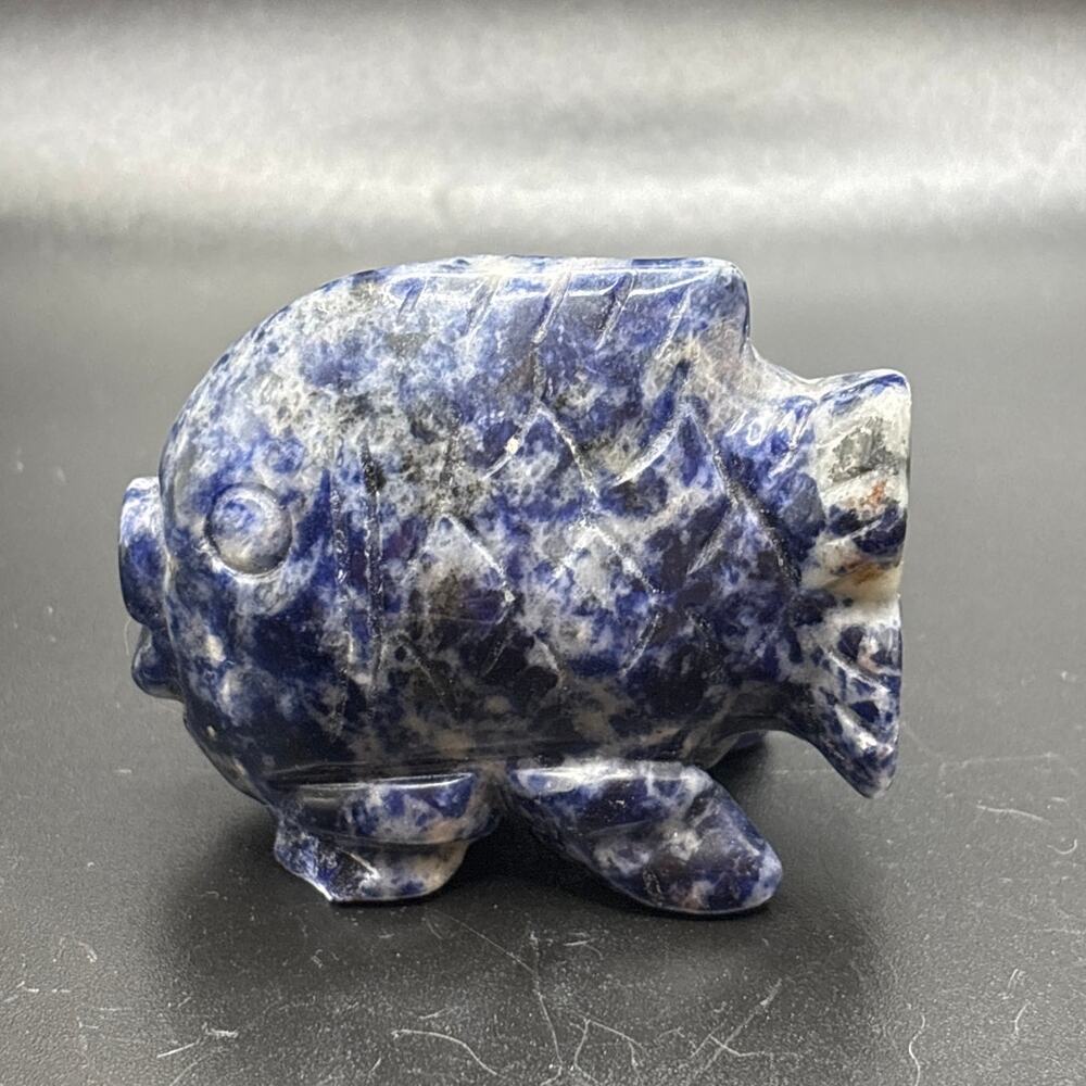 Cute Sodalite Crystal Fish Carving!